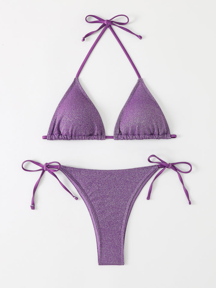 Women's Triangle Bikini with Shimmering Ruffle Design Mune Fashion