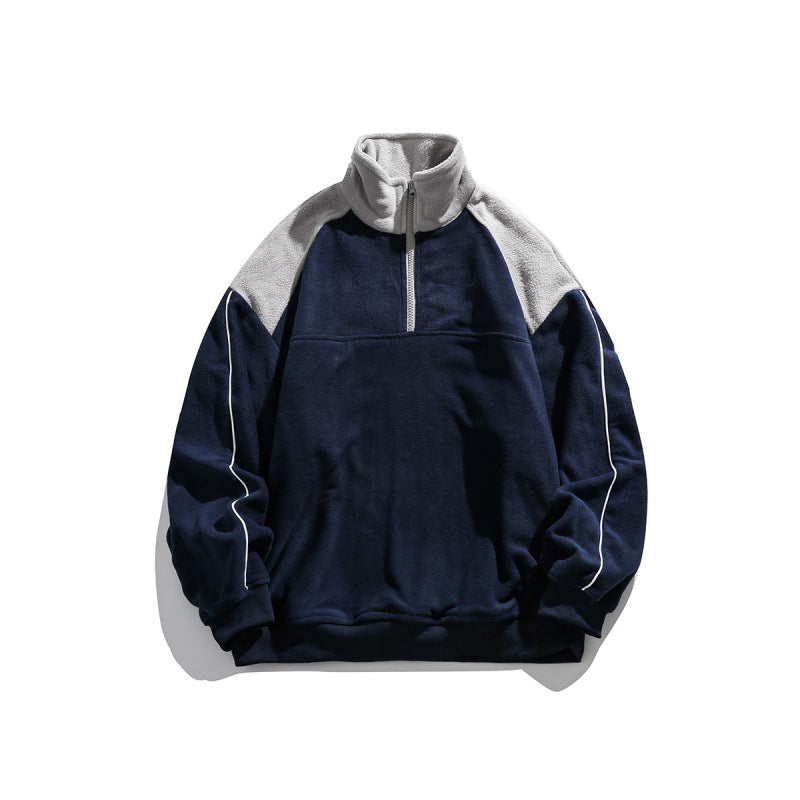 Unisex Oversize-Fleece-Halfzip-Pullover with high collar and raglan sleeves Mune Fashion