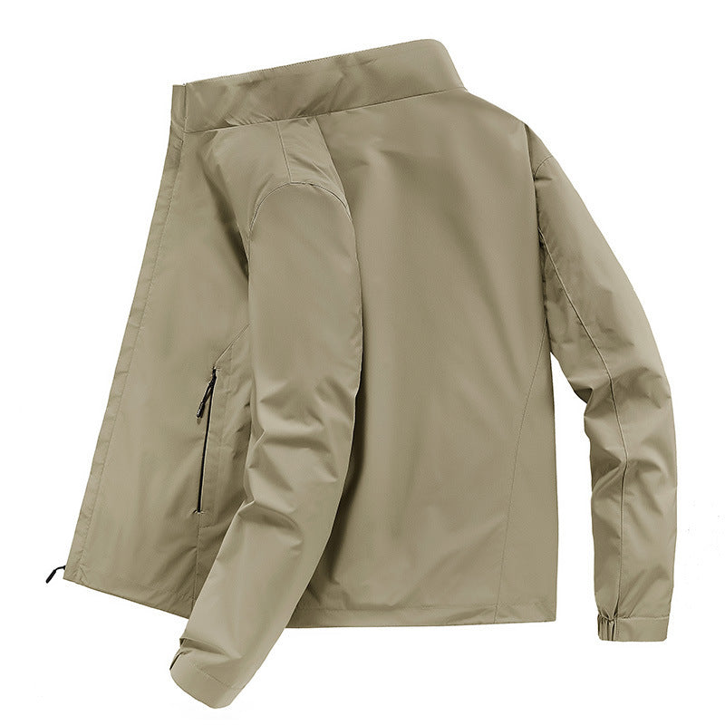 Men's lightweight water-repellent transitional jacket with stand-up collar and concealed zip pockets Mune Fashion