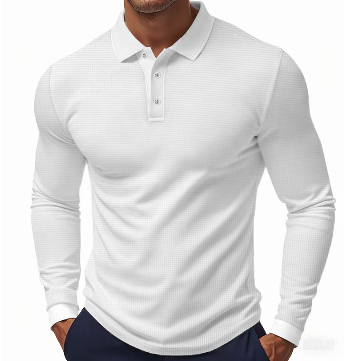 Men's long-sleeved polo shirt made of textured jersey with slim fit and polo collar Mune Fashion