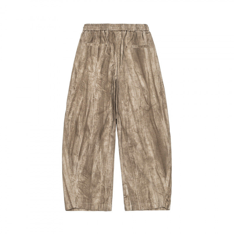 Unisex Wide Cropped Pants with Asymmetrical Layer Inserts, Elastic Waistband, and Coated Structure Mune Fashion