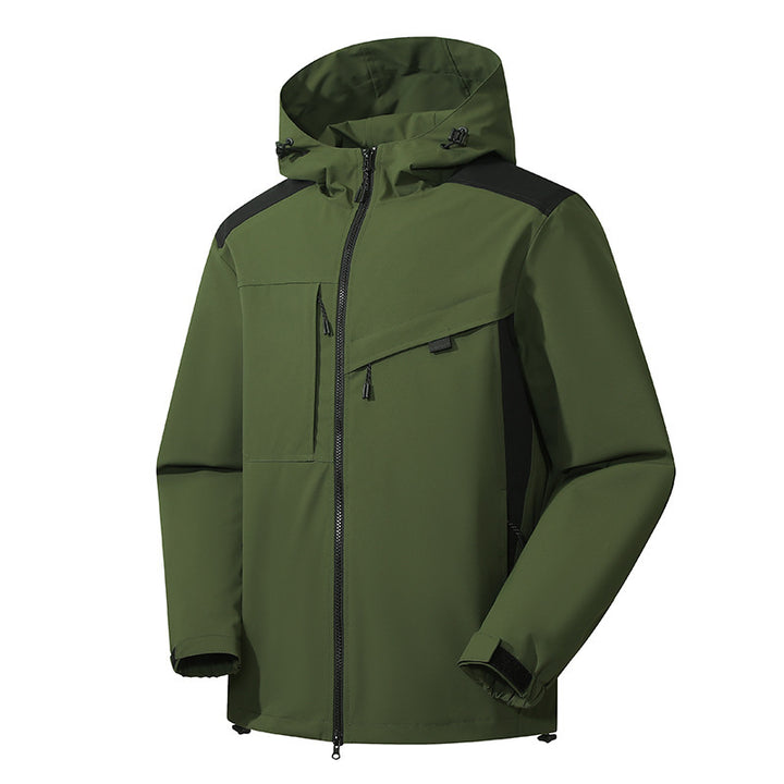 Men's technical softshell jacket with hood, diagonal chest pocket and multi-pocket zipper pockets Mune Fashion