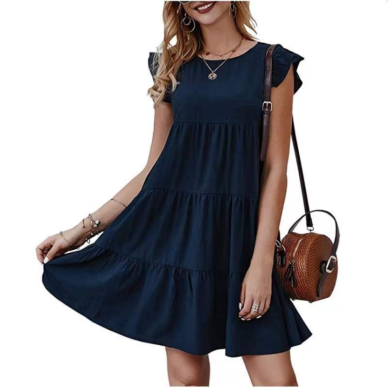 Women's tiered dress with ruffle sleeves and loose A-line cut Mune Fashion