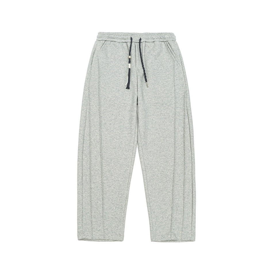 Women's Wide High-Waist Jogging Pants with Decorative Seams and Drawstring Mune Fashion