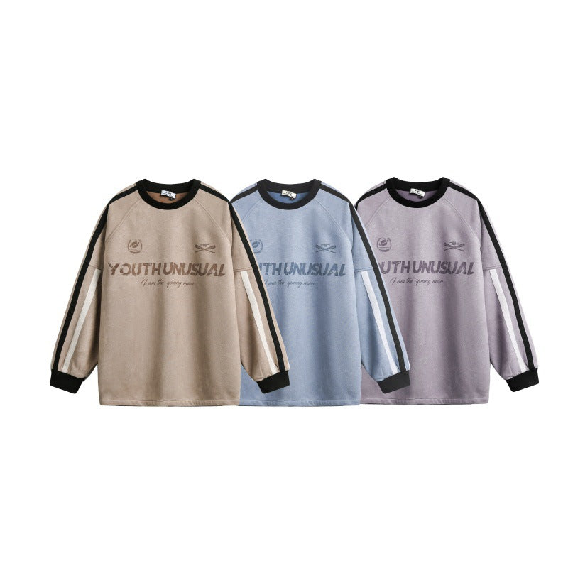 Men's Oversized Sweatshirt in Retro Sports Style with Contrast Stripes Mune Fashion