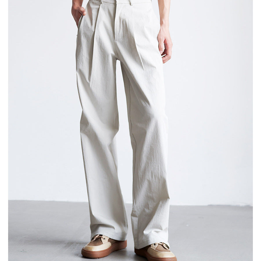 Men's wide high-waisted pleated trousers made of cotton blend Mune Fashion