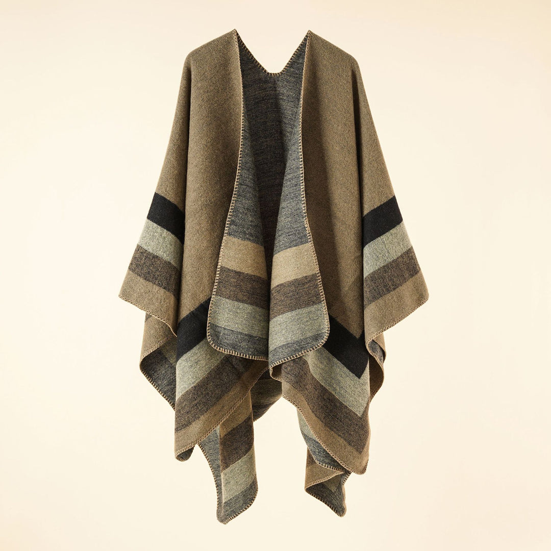 Women's knit poncho in paisley jacquard with open front Mune Fashion