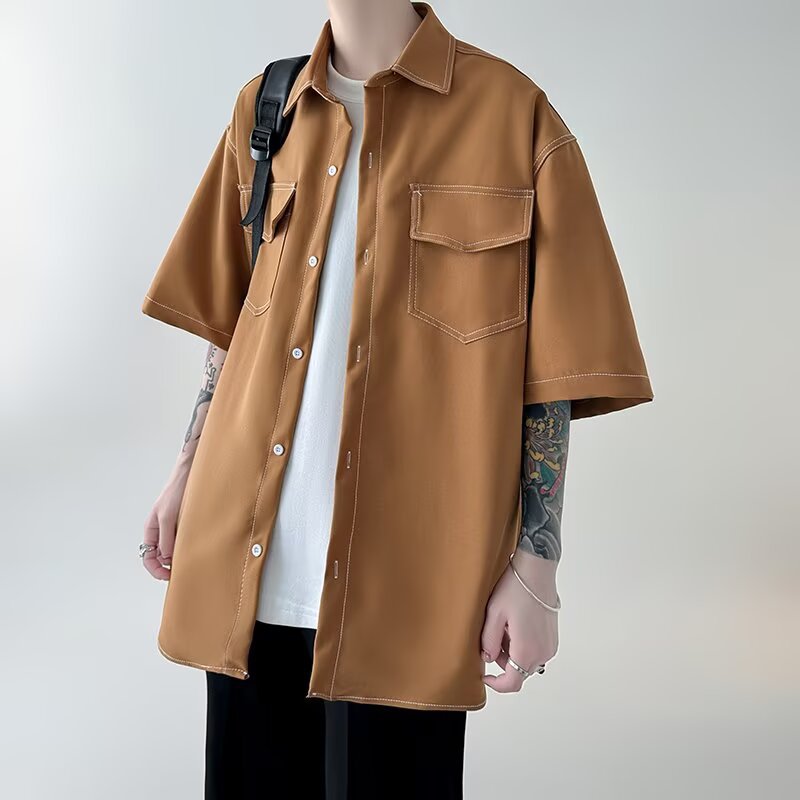 Men's Fashionable Oversized Short Sleeve Shirt Mune Fashion
