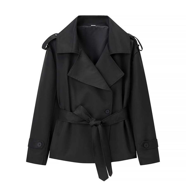 Women's Lightly Tailored Trench Coat with Belt, Epaulettes and Satin Lining Mune Fashion