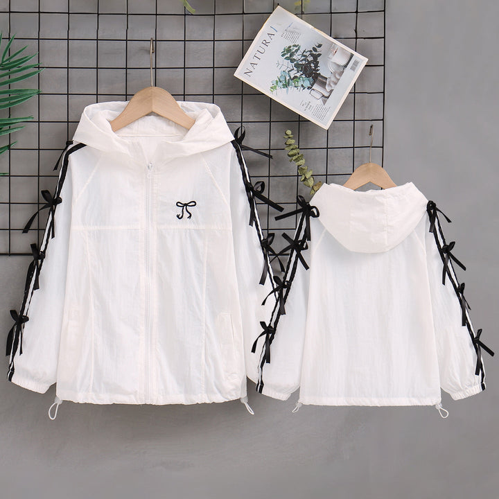 Women's transparent embroidered hoodie blouse with ruffle sleeves Mune Fashion