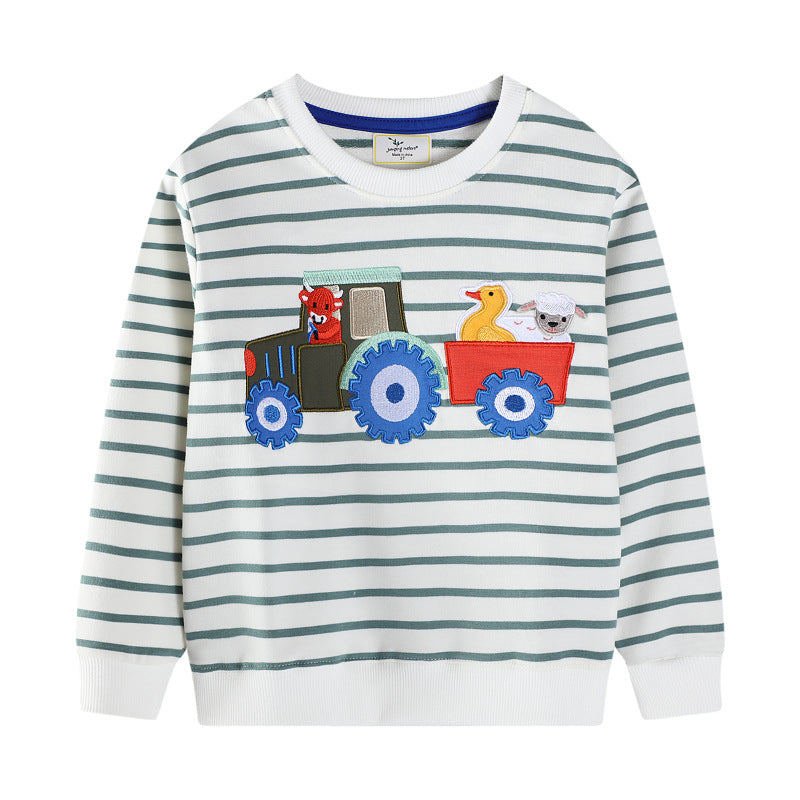 Boys sweatshirt with vibrant tractor design and animal appliqués Mune Fashion
