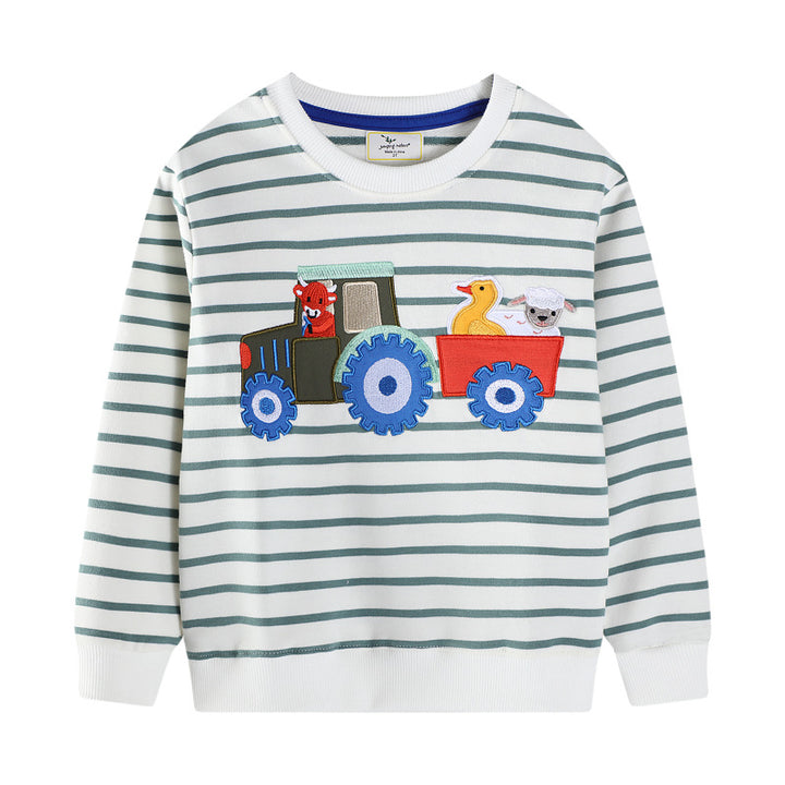 Boys sweatshirt with vibrant tractor design and animal appliqués Mune Fashion