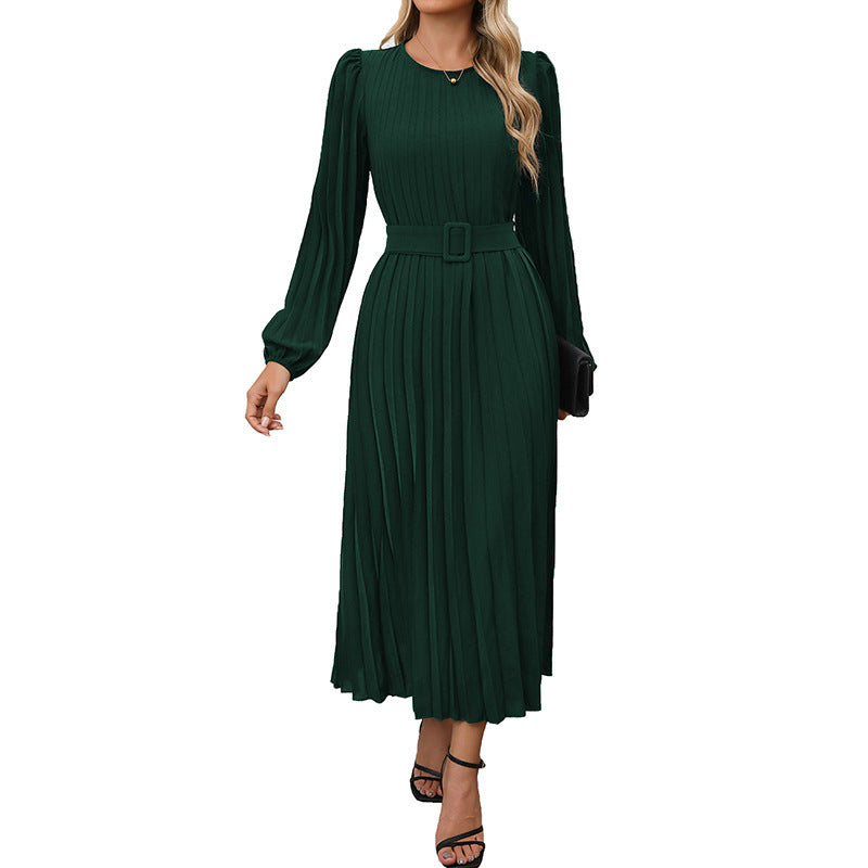Women Elegant Pleated Midi Dress Mune Fashion
