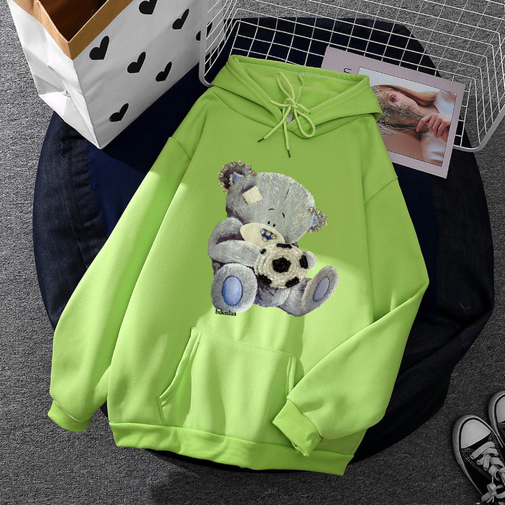 Ladies cozy hoodie with teddy application, soft fleece lining and kangaroo pocket Mune Fashion