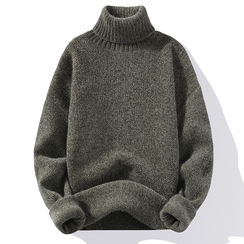 Men's turtleneck sweater made of boucle fine knit with ribbed cuffs Mune Fashion