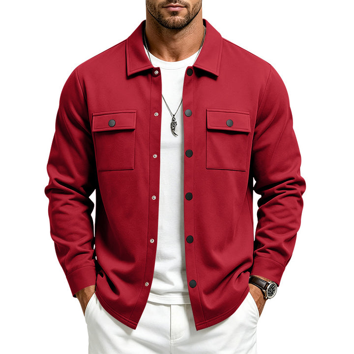 Men's overshirt jacket with snap button placket and patch chest pockets Mune Fashion
