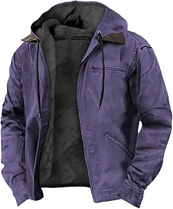 Men's Padded Hoodie Jacket with Teddy Lining, Windproof Canvas and Zipper Pockets Mune Fashion