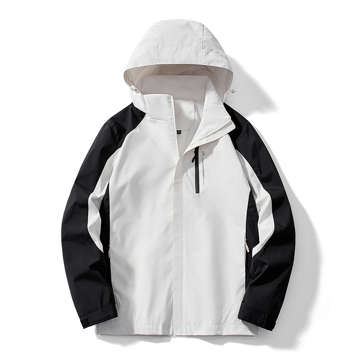 Women Lightweight Two-Colored Softshell Jacket with Hood, Breathable Mesh Lining and Chest Zipper Mune Fashion