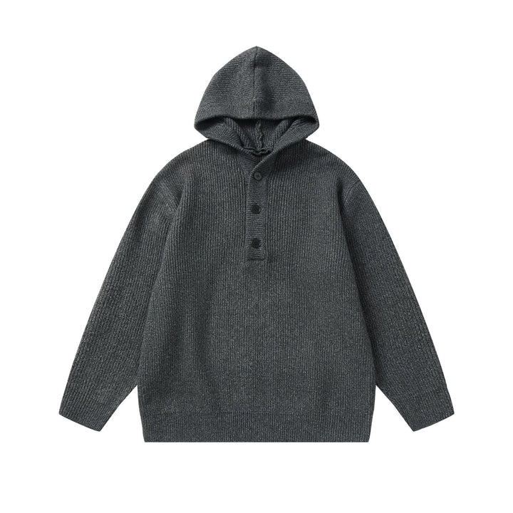 Unisex Ribbed Knit Hoodie with Half-Placket and Oversized Fit Mune Fashion