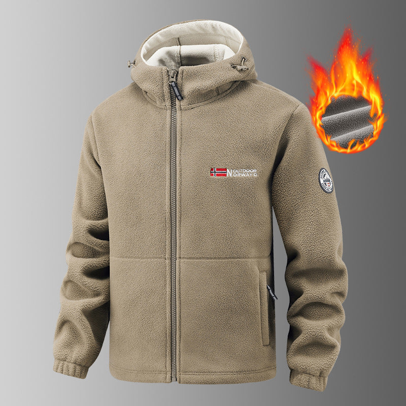 Men's warming fleece hoodie jacket with thermal lining, zippered pockets and elastic cuffs Mune Fashion