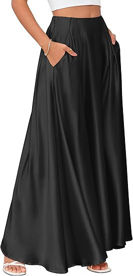 Ladies max skirt with pockets and figure-hugging high waistband made of flowing chiffon Mune Fashion