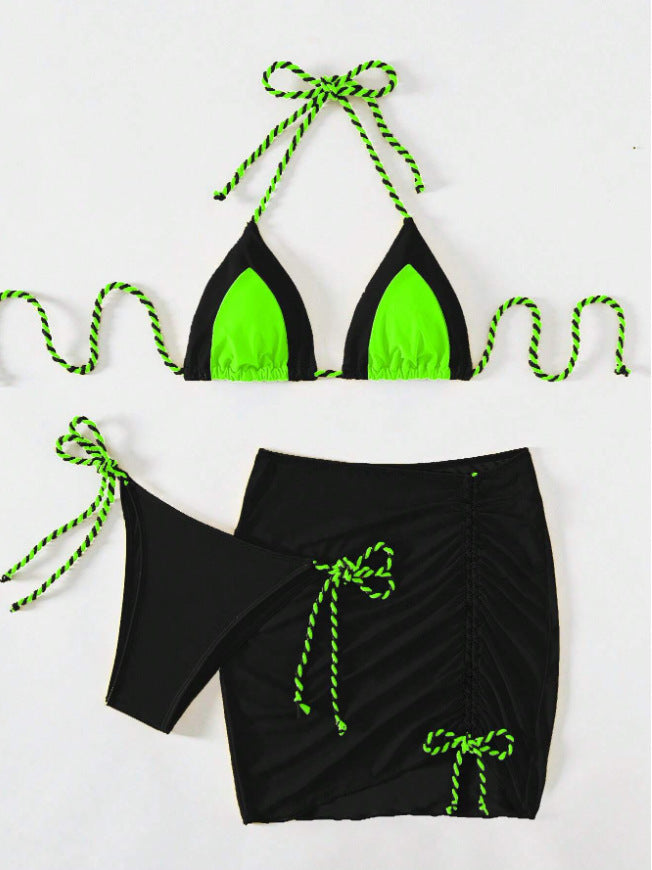 Women's bikini set with modern knot design and figure-hugging skirt Mune Fashion