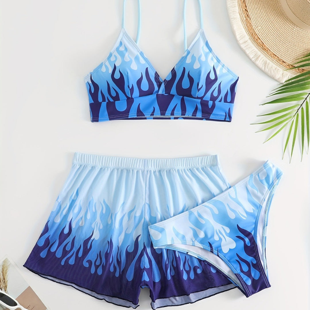 Women Triangular Bikini with exciting flame pattern Mune Fashion