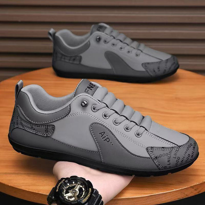 Men's Modern Low-Top Faux Leather Sneaker with Padded Collar and Treaded Rubber Sole Mune Fashion