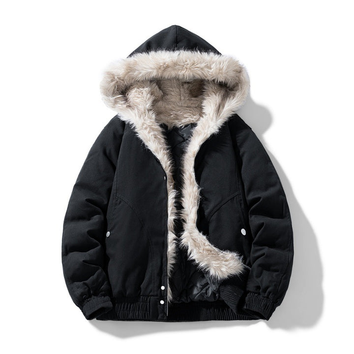 Unisex non-quilted winter jacket with synthetic fur hood and thermal filling Mune Fashion