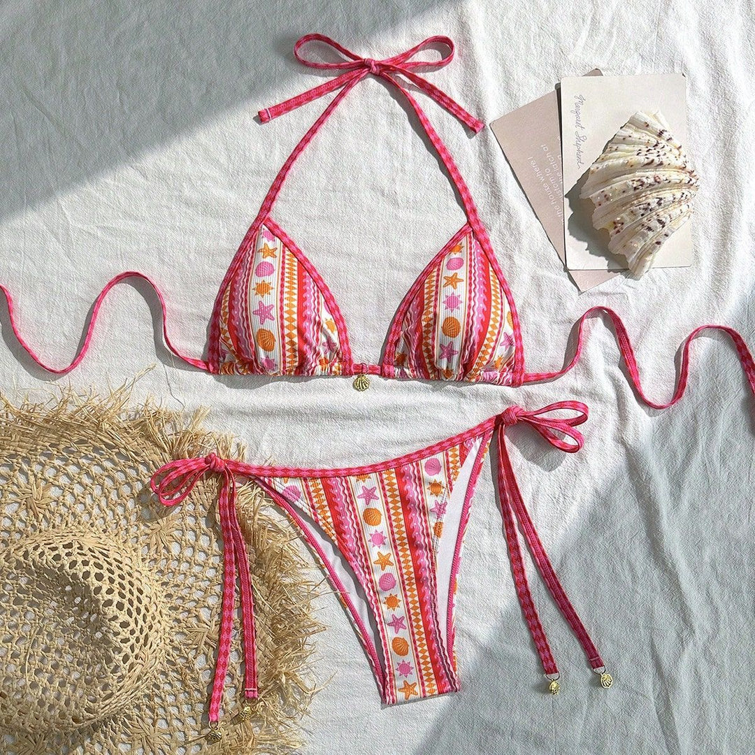 Women's Triangle Bikini with Colorful Pattern Mune Fashion