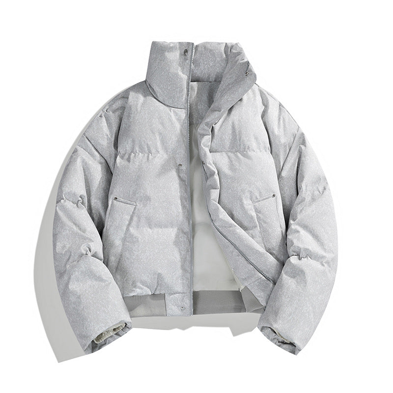Men's short padded quilted jacket with high stand-up collar and matte structured optics Mune Fashion