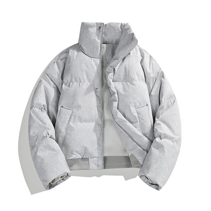Men's short padded quilted jacket with high stand-up collar and matte structured optics Mune Fashion