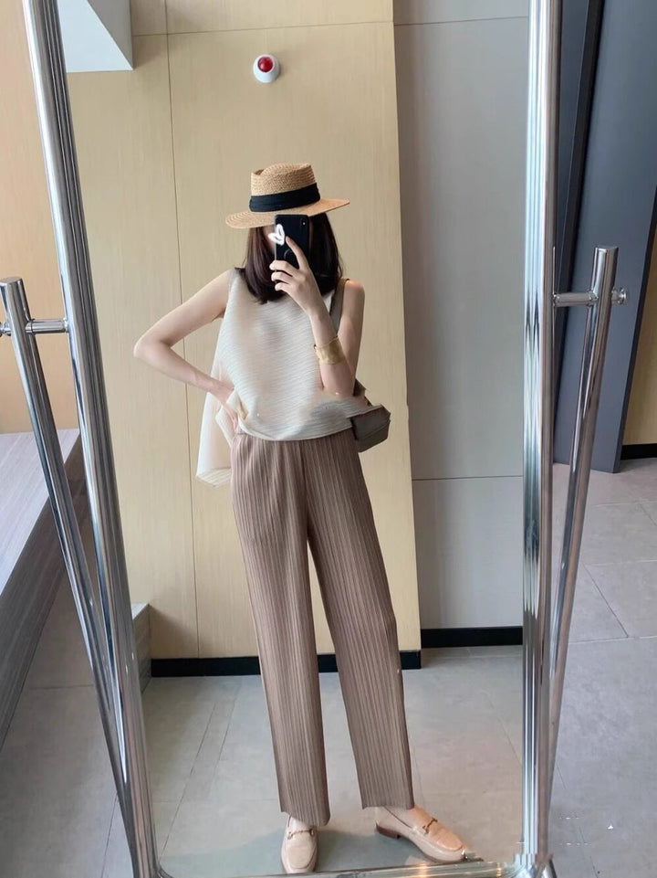 Women's Elegant Pleated Pants Drune