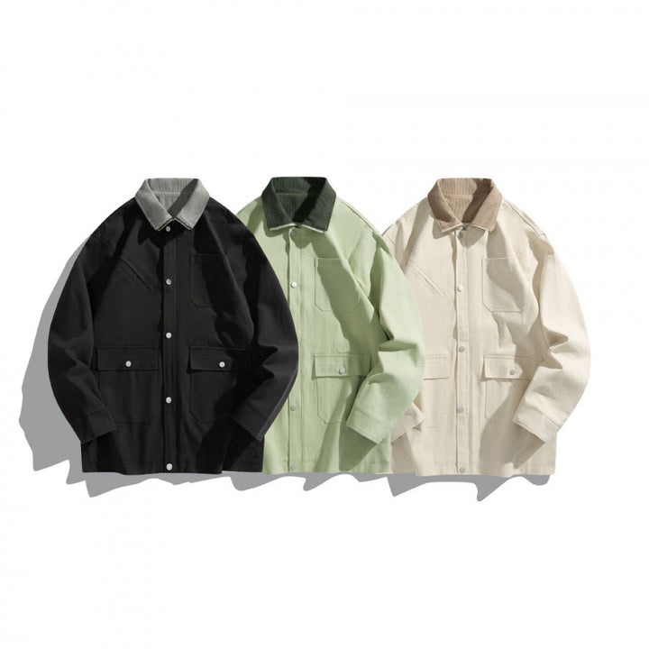 Unisex Boxy Canvas Field Jacket with Contrast Cord Collar and Utility Pockets Mune Fashion