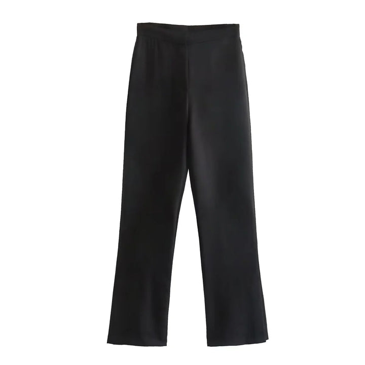 Ladies Elegant Stretch Trousers with Straight Leg and Crease Mune Fashion