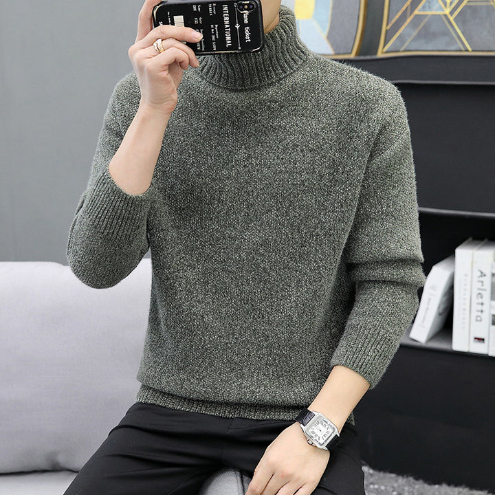 Men's turtleneck sweater made of boucle fine knit with ribbed cuffs Mune Fashion