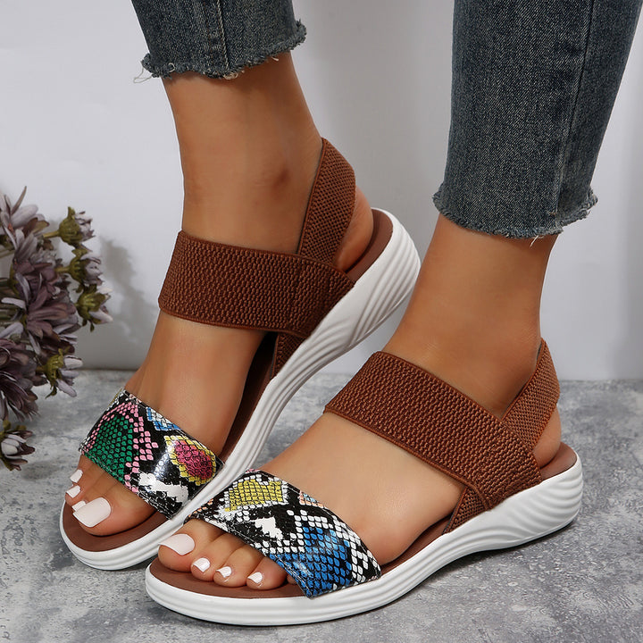 Damen Strick‑Sandalen mit elastischen Riemen und dämpfender Plateau‑Sohle Mune Fashion