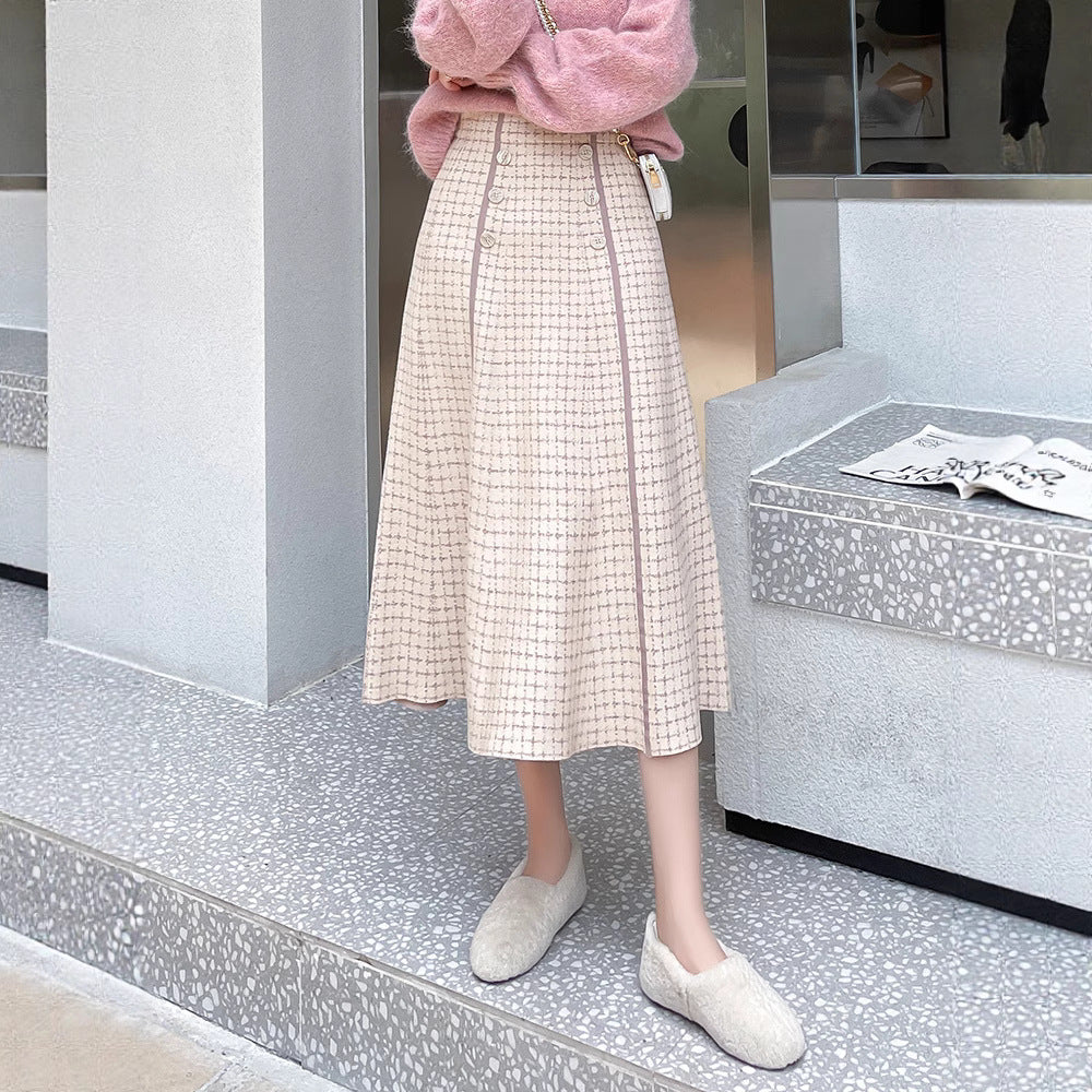 Ladies Long A-Line Skirt with Button Details Mune Fashion