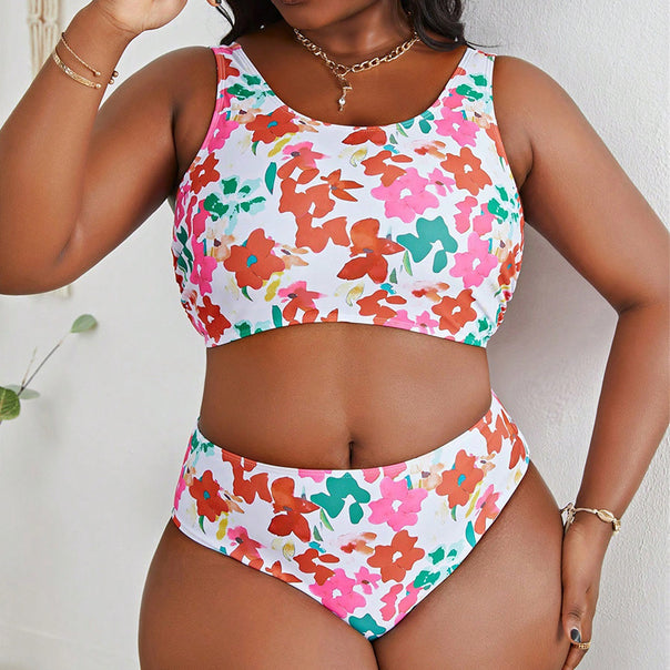 Women's bikini set with high waistband cut and floral design Mune Fashion