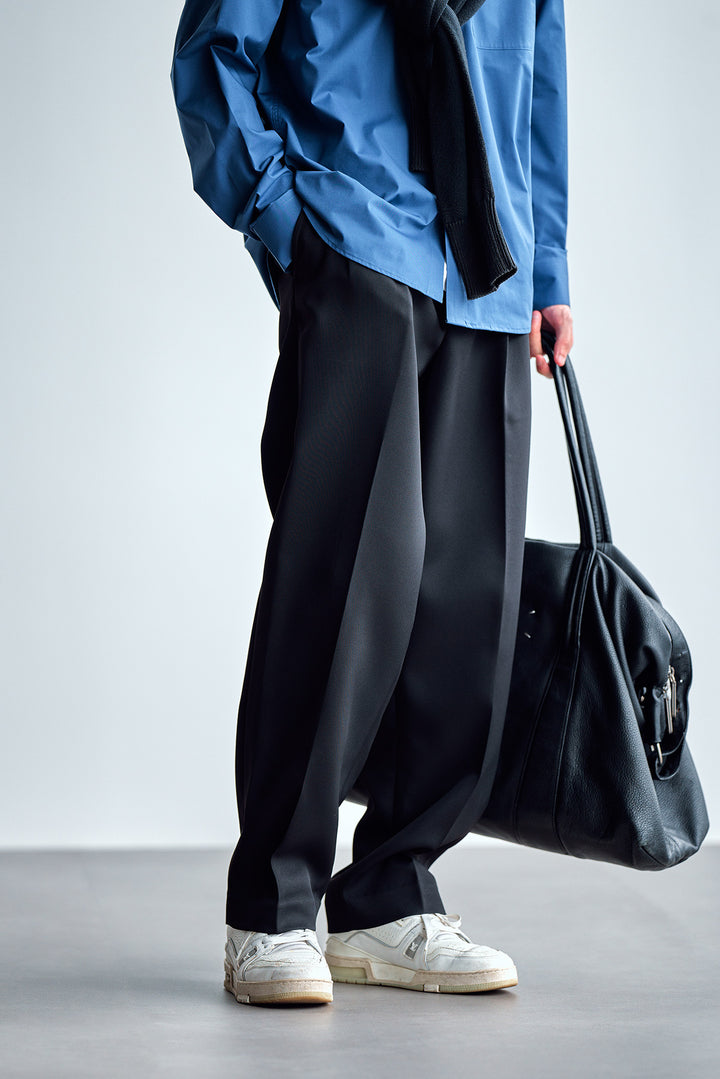 Men's Wide Chino Trousers with Pleats and Loose Fit Mune Fashion