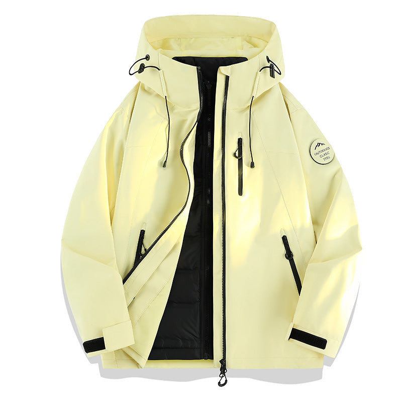 Women Lightweight Waterproof Hooded Jacket with Teddy Charm and Concealed Zipper Pockets Mune Fashion