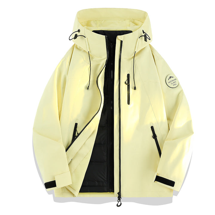 Women Lightweight Waterproof Hooded Jacket with Teddy Charm and Concealed Zipper Pockets Mune Fashion