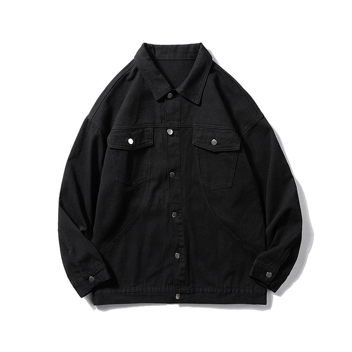 Men's Oversized Canvas Utility Jacket with Snap Front, Patch Chest Pockets, and Raglan Sleeves Mune Fashion