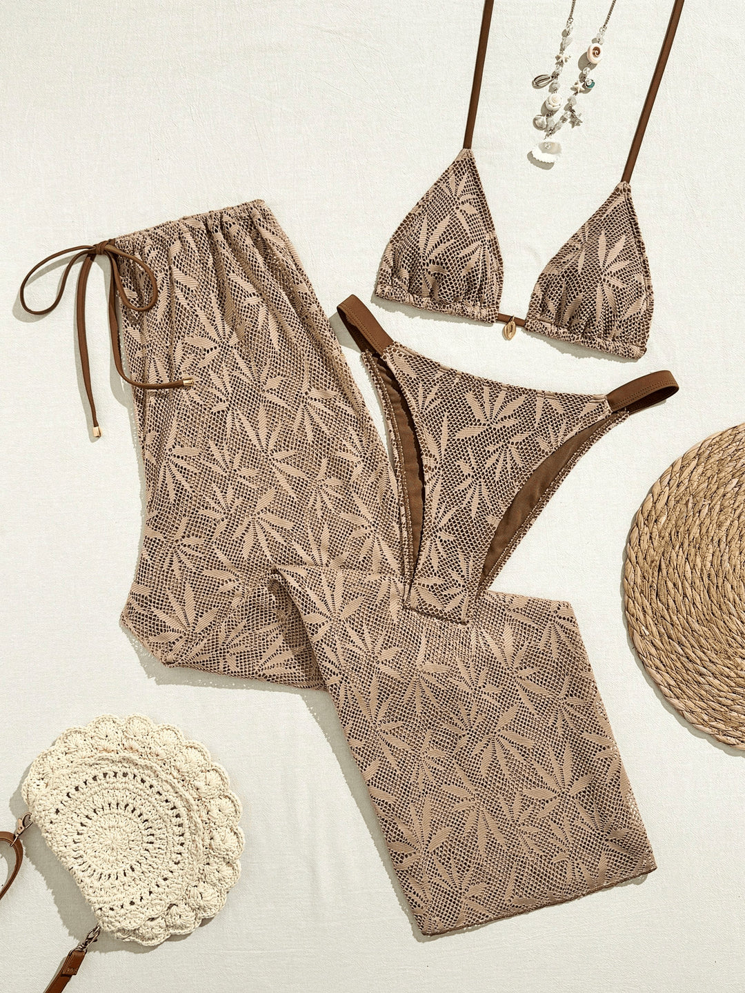 Ladies Bikini set with fashionable crochet pattern Mune Fashion