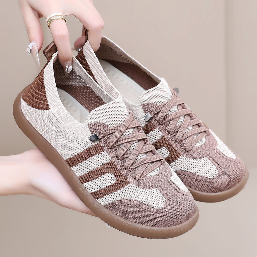 Women's breathable knitted sneakers with seamless sock upper, reinforced toe cap, and flexible EVA sole Mune Fashion