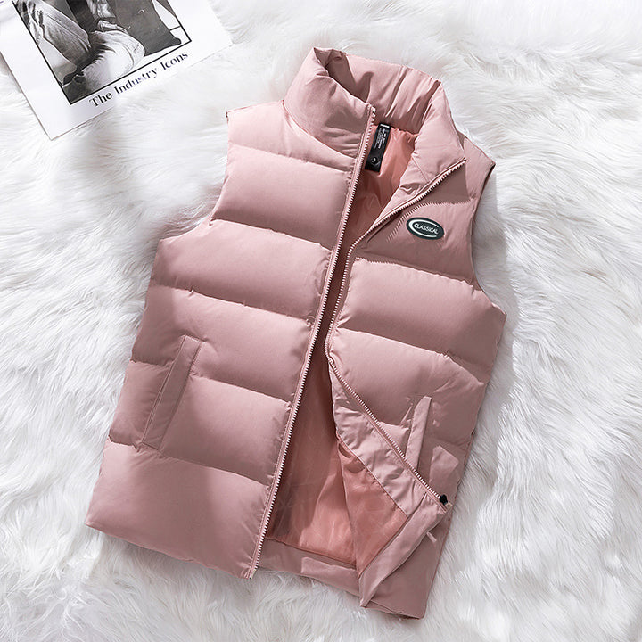 Men's Padded Quilted Vest with Stand Collar and Windproof Thermal Insulation Mune Fashion