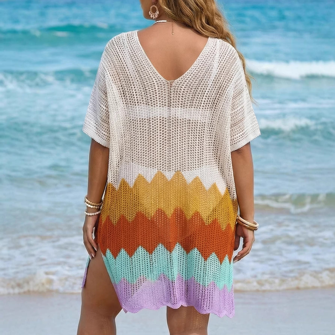 Ladies airy beach cover-up with wave pattern Mune Fashion