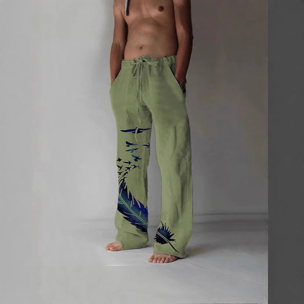 Women's Comfortable Summer Pants with Unique Feather Design Mune Fashion