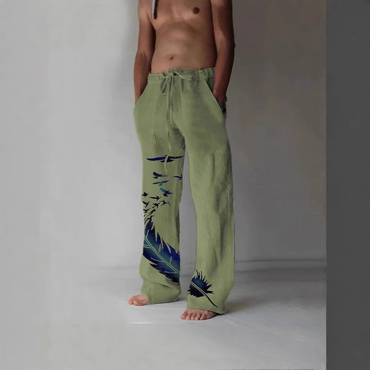 Women's Comfortable Summer Pants with Unique Feather Design Mune Fashion