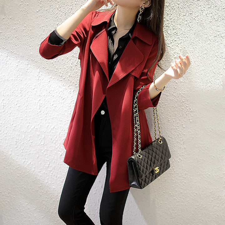 Women's Elegant Trench Coat with Waist Belt and Practical Pockets Mune Fashion